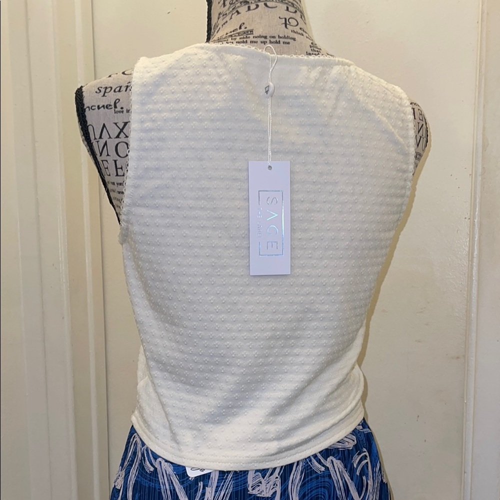 Sage White Ribbed Crop Tank Top - Picture 3 of 3